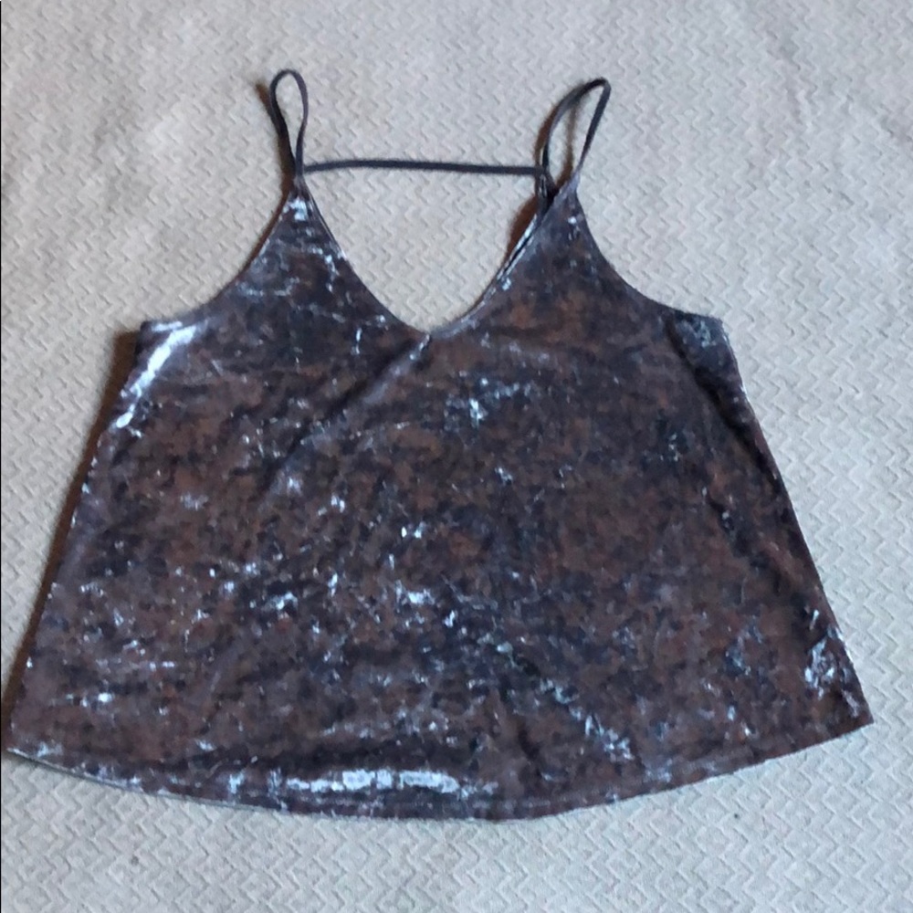 Silver velvet tank top